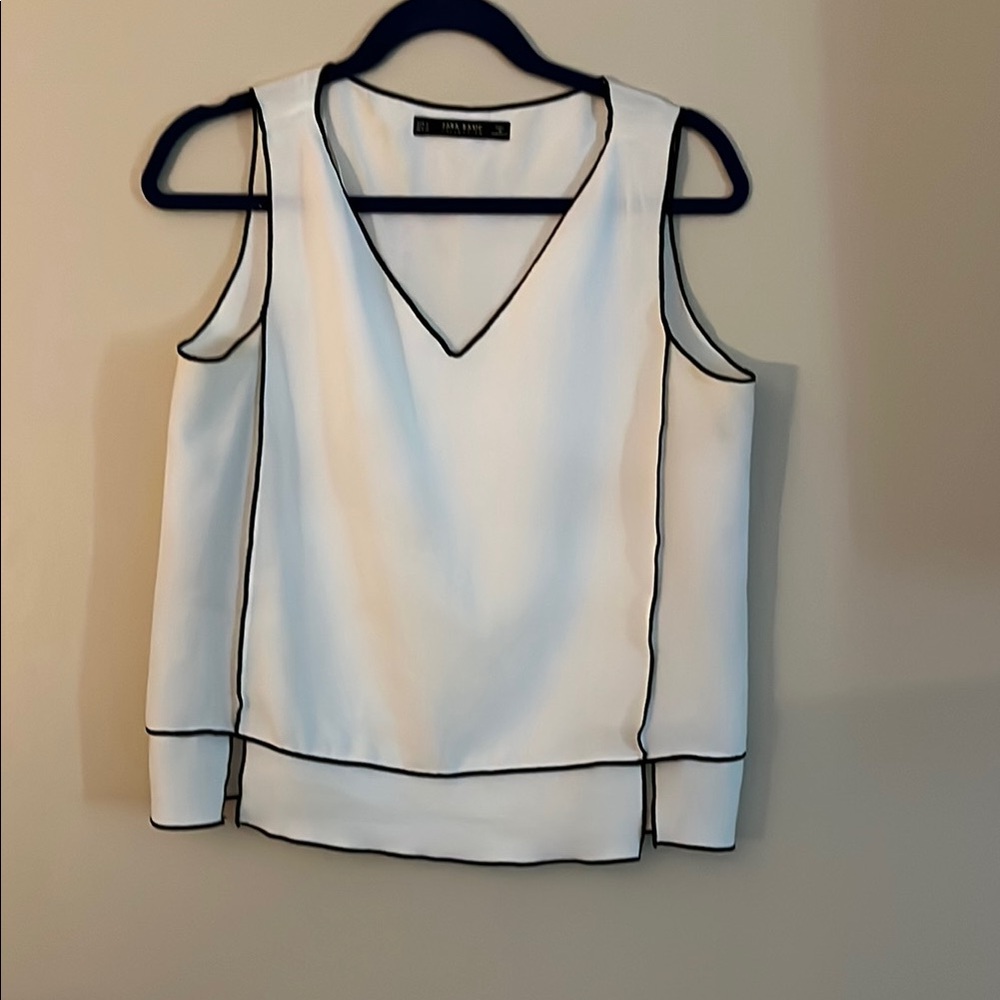 Zara White Boxy Sleeveless Tank Top